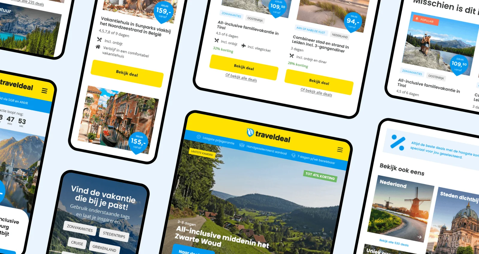 Gepersonaliseerde Traveldeal-reizen op verschillende schermen