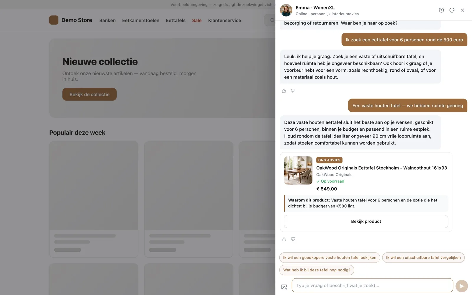 Demo webshop with personalized product recommendations and relevant products