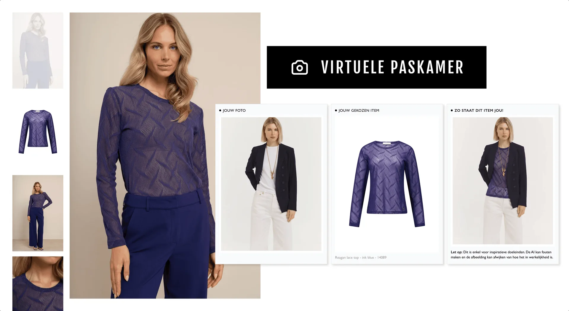 Approved Studio Anneloes example with selected item and generated outfit result