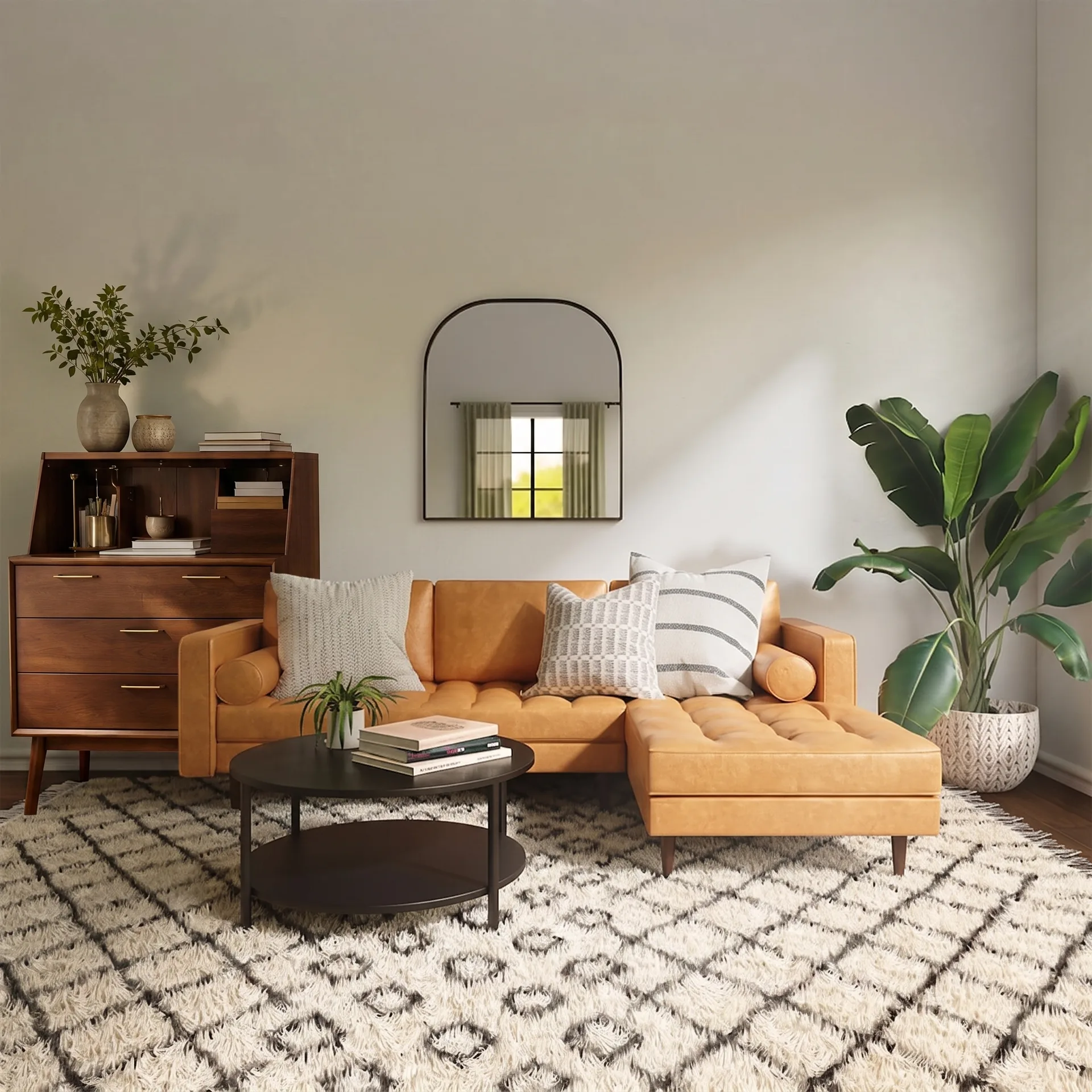 Generated interior with the selected desk in the marked spot